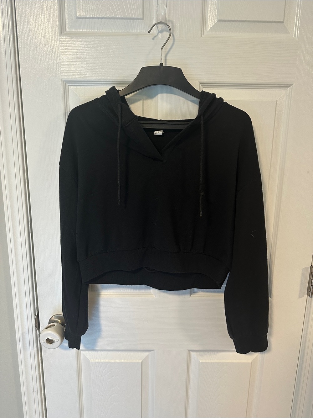 Amazon Black Cropped Hooded Sweatshirt for Women